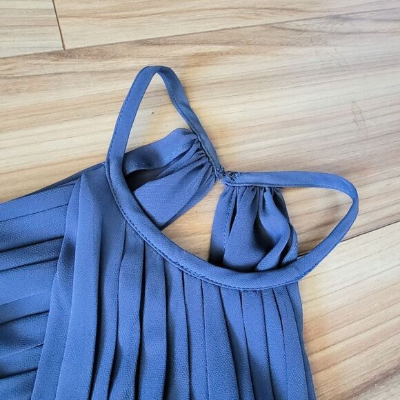 Theia Allison Backless Halter High Neck Bridesmaid Dress in Denim Slate Blue - Picture 5 of 13